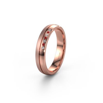 Wedding ring WH0216L24APM 585 rose gold ruby ±0.16x0.07 in