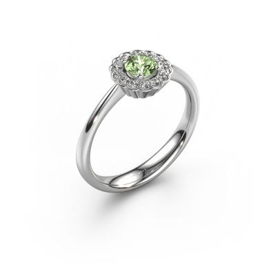 Engagement ring Debi 585 white gold green lab grown diamond 4.2 mm