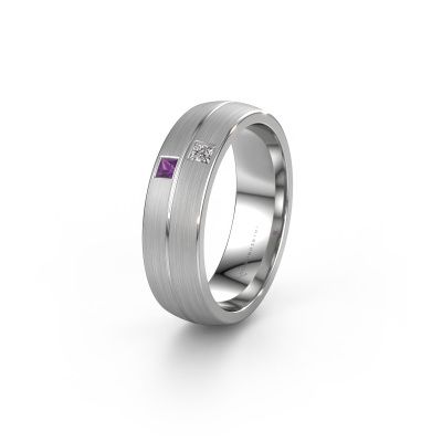 Wedding ring WH0250L26BM 585 white gold amethyst ±0.24x0.08 in
