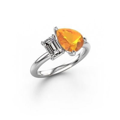 Verlobungsring Toi et Moi PER-EME 950 Platin Citrin 9x7 mm