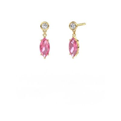 Pendants d'oreilles Lacey MRQ 585 or jaune saphir rose 10x5 mm