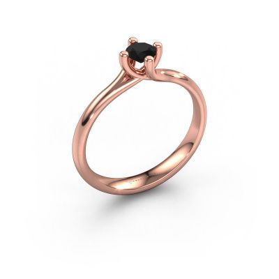 Verlobungsring Dewi Round 585 Roségold Schwarz Diamant 0.30 crt