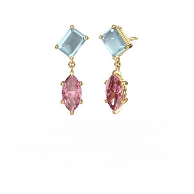 Drop earrings Toi et Moi EME MRQ 585 gold aquamarine 8x6 mm