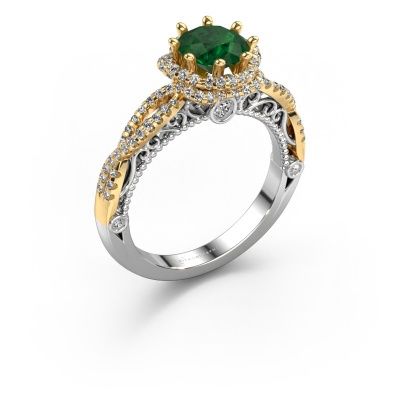 Engagement ring Lysanne 585 white gold emerald 6.5 mm