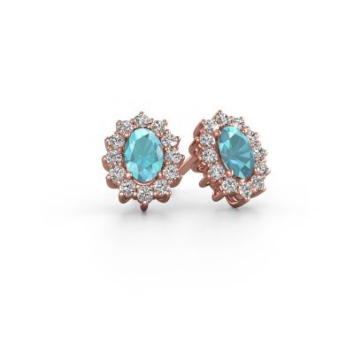 Boucles d'oreilles Margien 585 or rose topaze bleue 6x4 mm