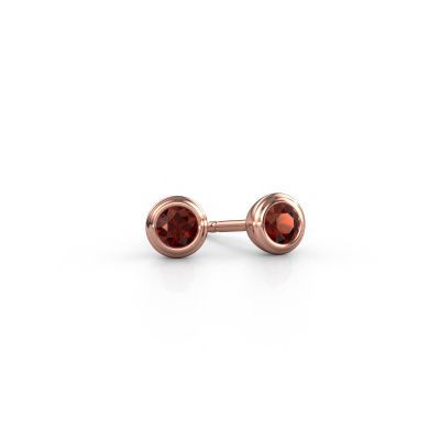 Clous d'oreilles Shemika 585 or rose grenat 4 mm