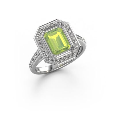 Engagement ring Noud 2 EME 950 platinum peridot 8x6 mm