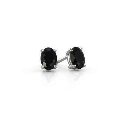 Clous d'oreilles Sam OVL 585 or blanc diamant noir 1.05 crt