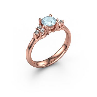 Verlobungsring Monika RND 585 Roségold Aquamarin 5.5 mm