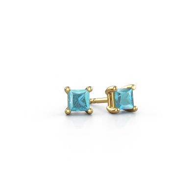 Stud earrings Sam square 585 gold blue topaz 4 mm