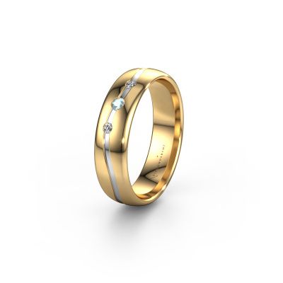 Bague d'amitié WH0907L35X 585 or jaune aigue-marine ±5x1.4 mm