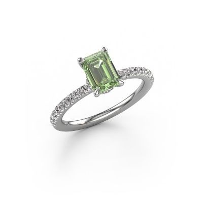 Engagement ring Crystal EME 4 950 platinum green lab grown diamond 7x5 mm