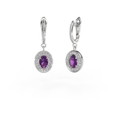 Drop earrings Layne 2 950 platinum amethyst 7x5 mm