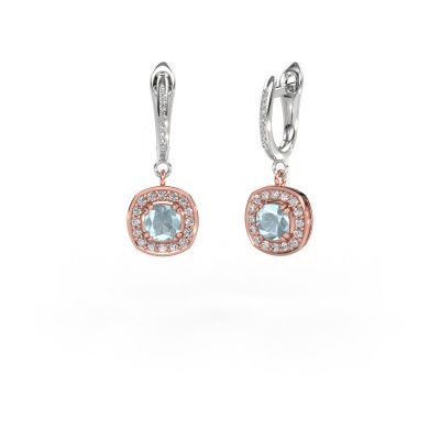 Drop earrings Marlotte 2 585 rose gold aquamarine 5 mm