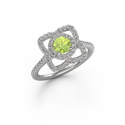 Engagement ring Cleopatra 585 white gold peridot 5 mm