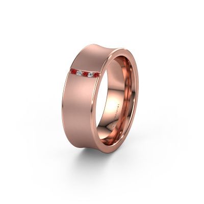 Wedding ring WH2021B 585 rose gold ruby ±7x2 mm