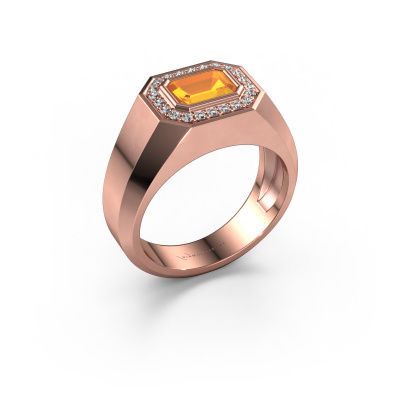 Heren ring Dylan 2 585 rosé goud citrien 7x5 mm