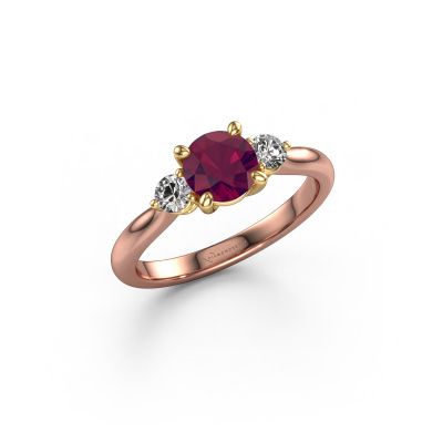 Verlovingsring Lieselot RND 585 rosé goud rhodoliet 6.5 mm
