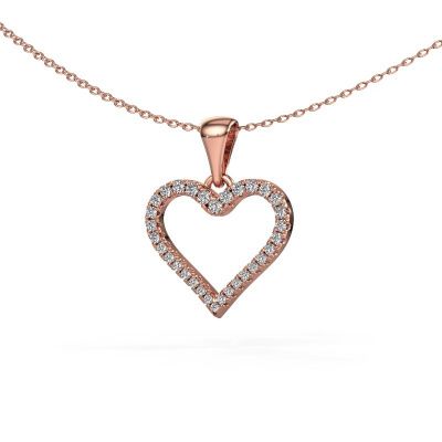 Pendant Heart 8 585 rose gold zirconia 1 mm