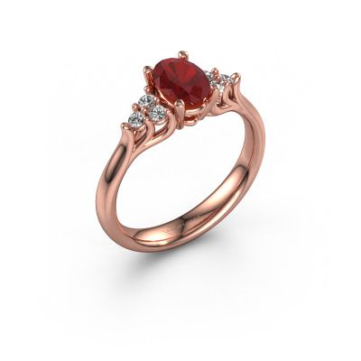 Engagement ring Monika OVL 585 rose gold ruby 7x5 mm