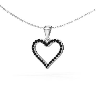 Pendant Heart 8 950 platinum black diamond 0.317 crt