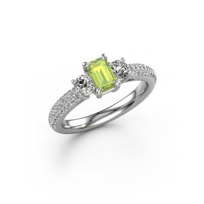 Engagement ring Marielle EME 585 white gold peridot 6x4 mm