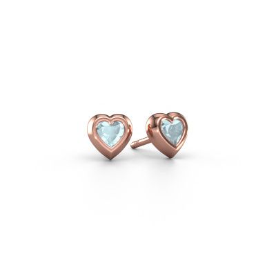 Clous d'oreilles Charlotte 585 or rose aigue-marine 4 mm