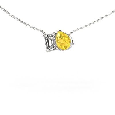 Anhänger Toi et Moi PER EME 585 Weißgold Gelb Saphir 8x6 mm