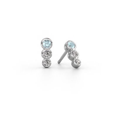Boucles d'oreilles Felica 585 or blanc aigue-marine 2.7 mm