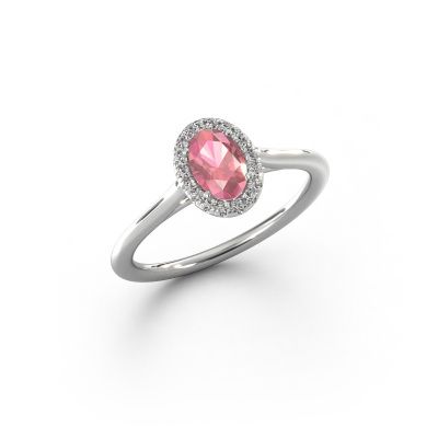 Engagement ring Seline ovl 1 585 white gold tourmaline pink 6x4 mm