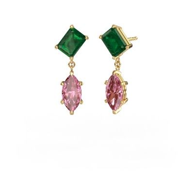 Drop earrings Toi et Moi EME MRQ 585 gold emerald 8x6 mm