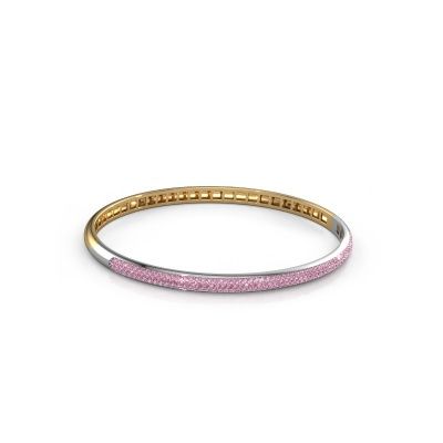 Bracelet jonc Emely 4mm 585 or jaune saphir rose 1.1 mm