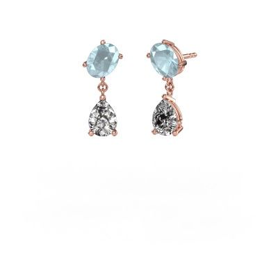Ohrringe Toi et Moi OVL-PER 585 Roségold Aquamarin 8x6 mm
