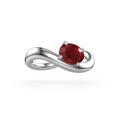 Engagement ring Chloe OVL 950 platinum ruby 7,5x5,5 mm