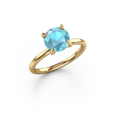 Verlovingsring Crystal RND 1 585 goud blauw topaas 8 mm