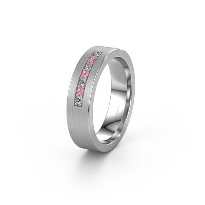 Wedding ring WH0112L15BM 585 white gold pink sapphire ±0.20x0.08 in