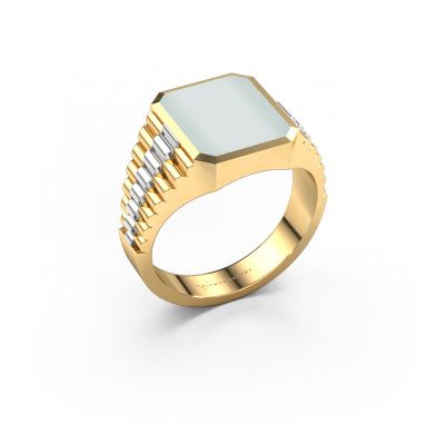 Signet ring Brent 2 585 gold green sardonyx 12x10 mm