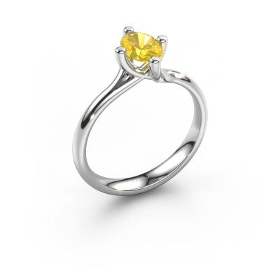 Engagement ring Dewi Oval 950 platinum yellow sapphire 7x5 mm
