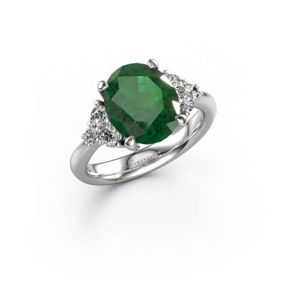 Verlovingsring Aleida OVL 1 950 platina smaragd 9x7 mm