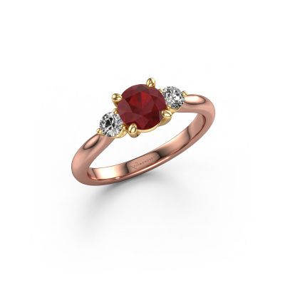 Engagement ring Lieselot RND 585 rose gold ruby 6.5 mm