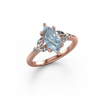 Engagement ring Megan MRQ 585 rose gold blue lab grown diamond 11x5.5 mm