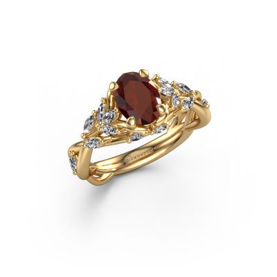 Engagement ring Samantha OVL 585 gold garnet 7,5x5,5 mm