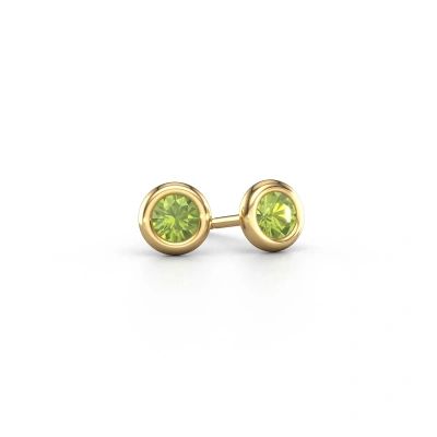 Stud earrings Lieke RND 585 gold peridot 4 mm