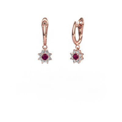 Pendants d'oreilles Camille 1 585 or rose rhodolite 3 mm