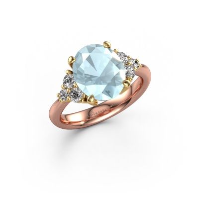 Engagement ring Aleida OVL 1 585 rose gold aquamarine 9x7 mm