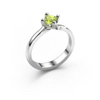 Engagement ring Dewi Square 950 platinum peridot 4 mm