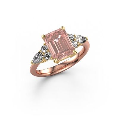 Promise ring Melani EME 585 rose gold pink lab grown diamond 9x7 mm