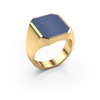 Chevalière Lars 5 585 or jaune nicolo bleue 16x13 mm