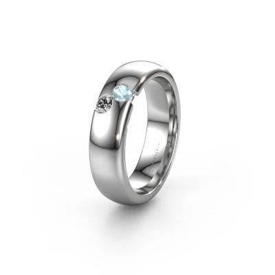 Wedding ring WH1003L26C 585 white gold aquamarine ±0.24x0.09in