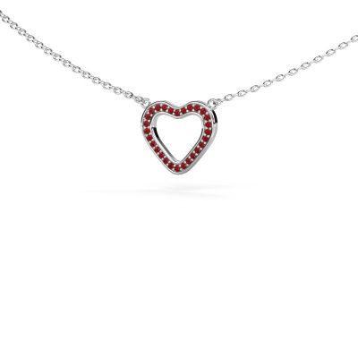 Pendant Heart 3 585 white gold ruby 0.8 mm
